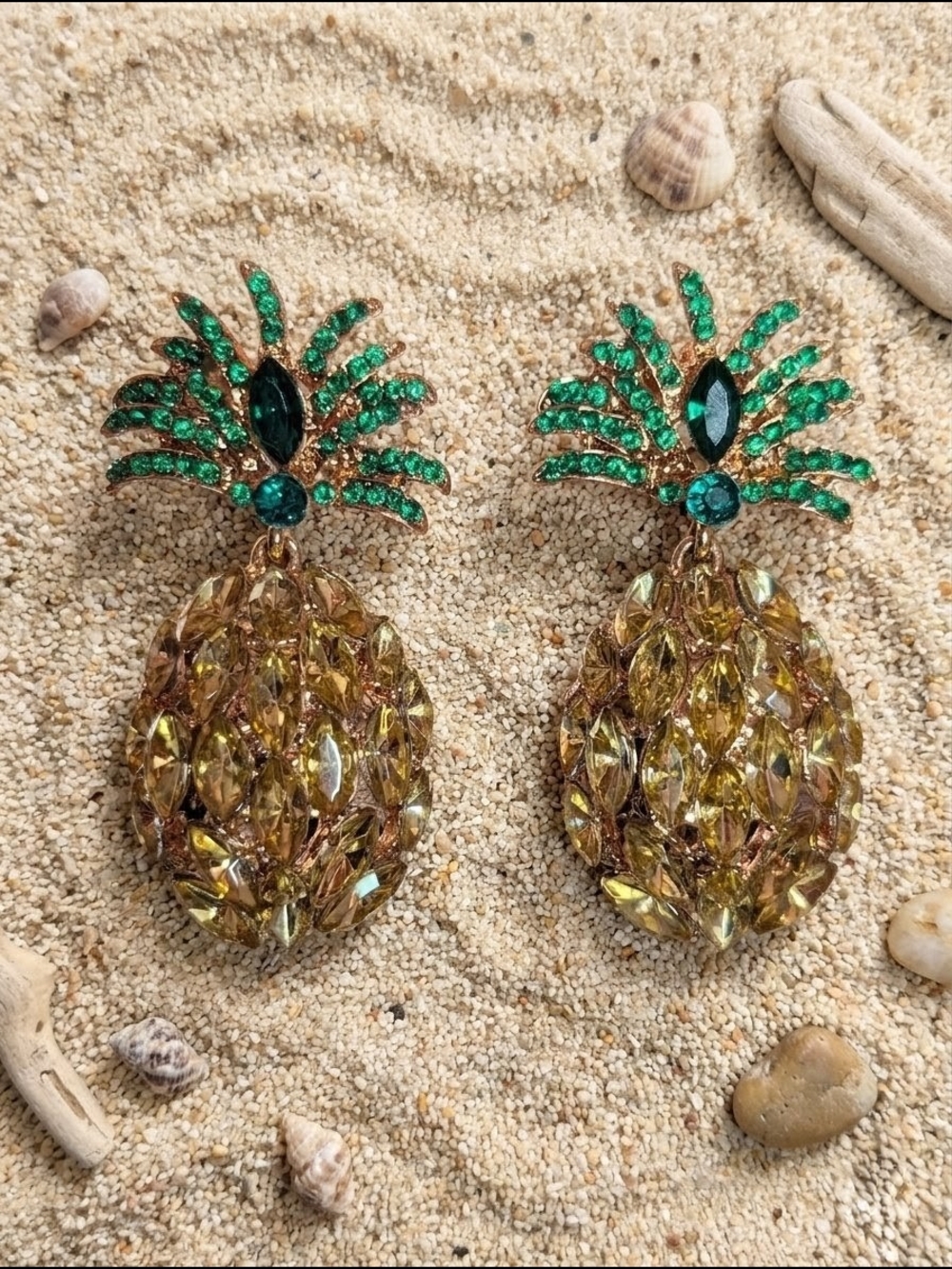 Pineapple Crystal Drop Earrings